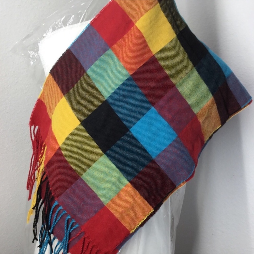 Vibrant Colorful Checkered Scarf Fall Winter